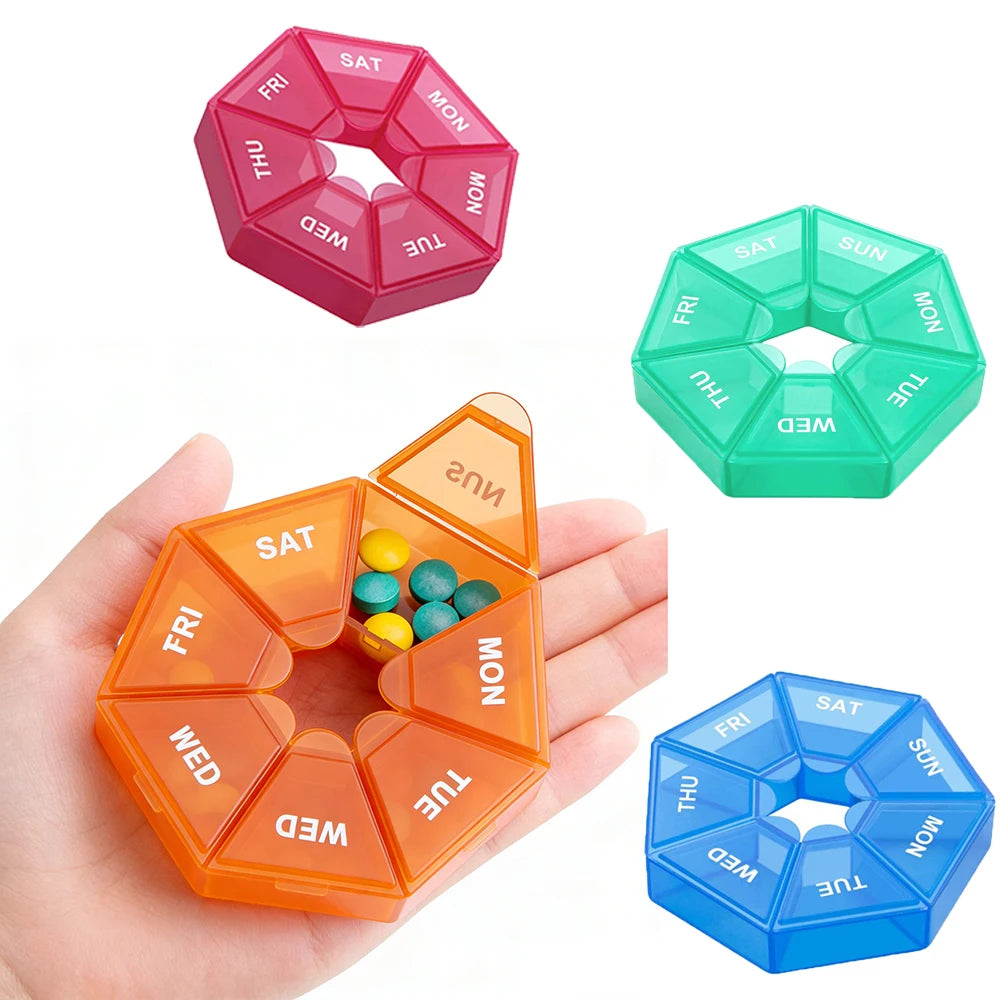 7 Days Pill Storage Box Mini Travel Portable Medicines Dispenser Box Multifunction Plastic Sealer Box Pill Bottle Pill Case Oasis Select