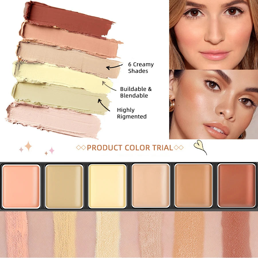 FUNPARK 6-Color Cream Concealer Palette | Full Coverage