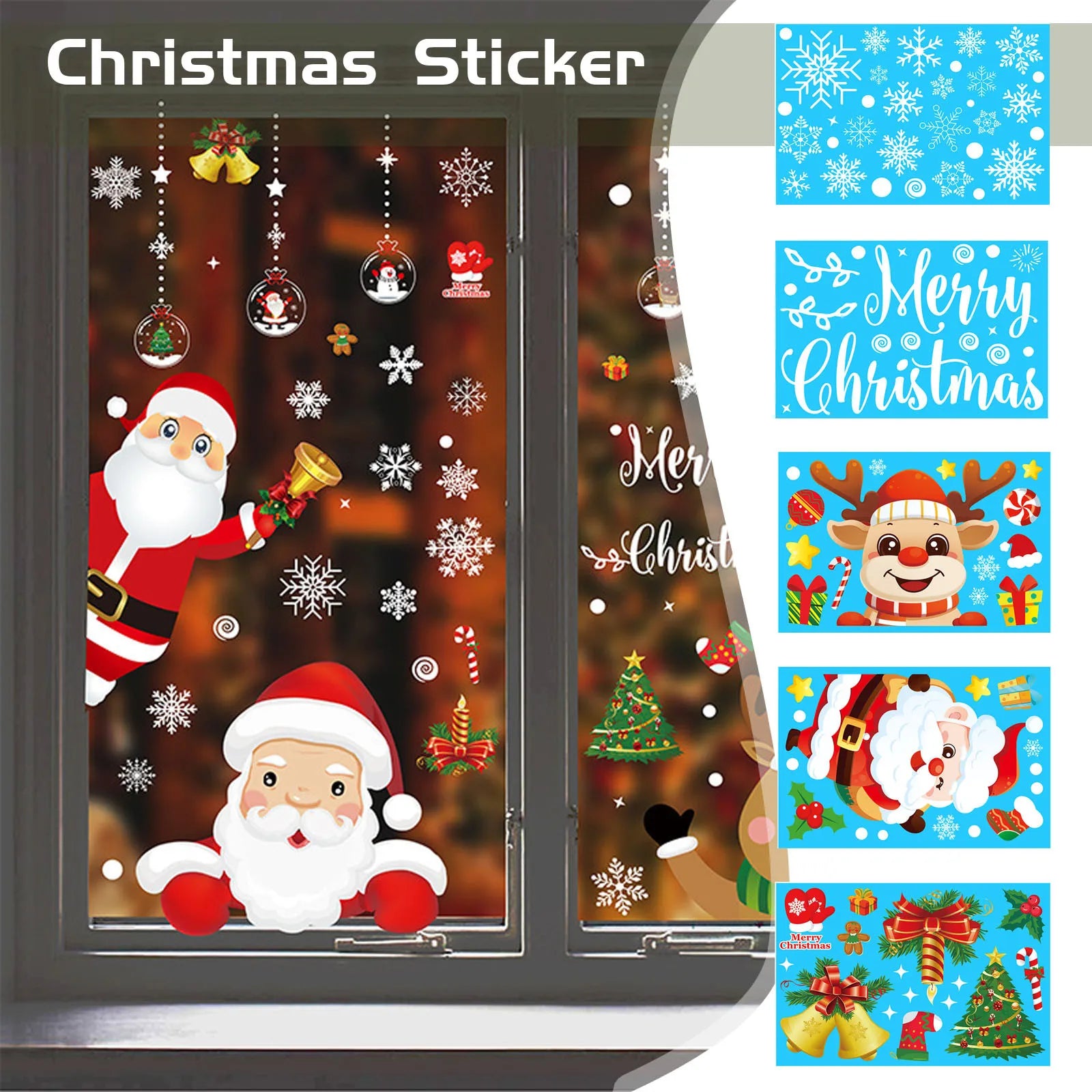 Christmas Electrostatic Window Stickers – Santa & Reindeer Holiday Window Clings Oasis Select