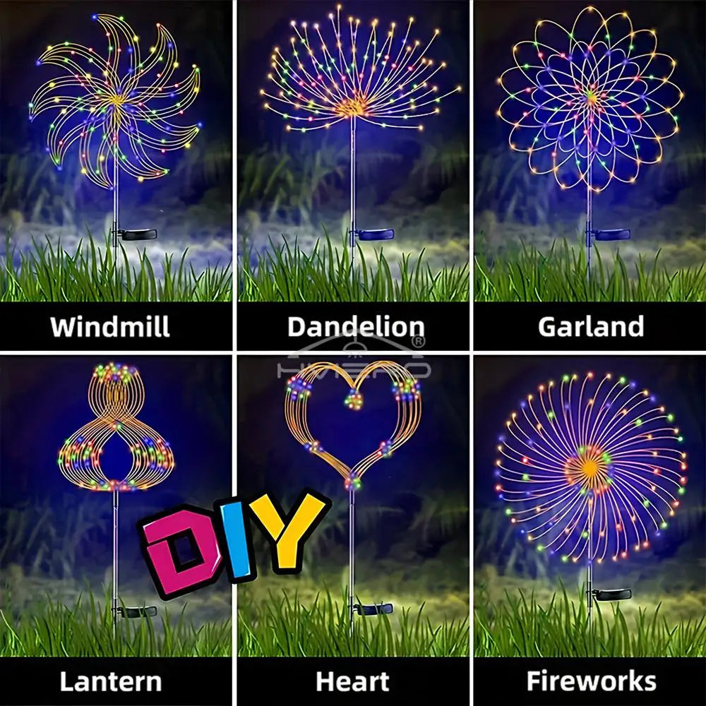 Solar LED Fireworks Fairy Lights – 8 Modes, IP65, 90 LEDs