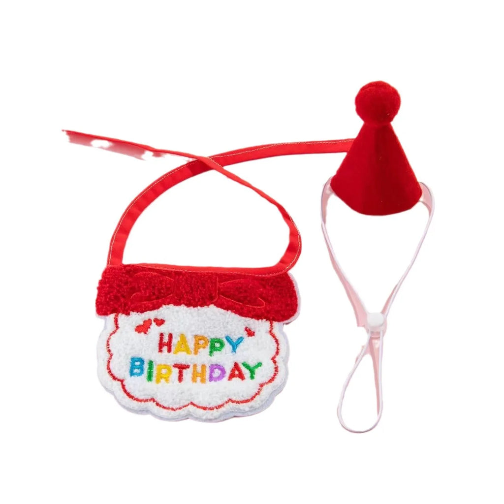 Pet Dog Cat Birthday Dress Bib Party Supplies Saliva Towel Felt Hat Oasis Select