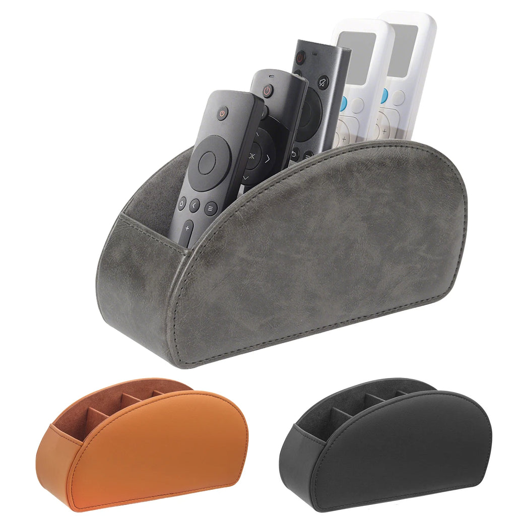 PU Leather Remte Control Organizer 5-Compartments Bedside Tasble Caddy for Remotes Glasses, Pens Makeup Desktop Storage Box Oasis Select