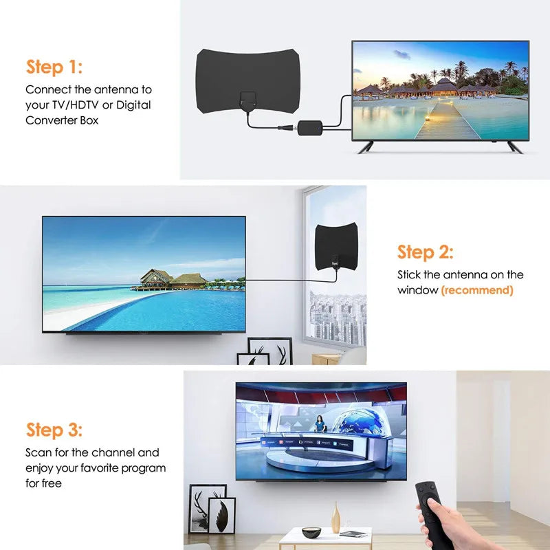 2026 New 4K HD 1080P TV Antenna HDTV Amplifier Antenna Digital HDTV Antenna Flat TV Antenna Oasis Select