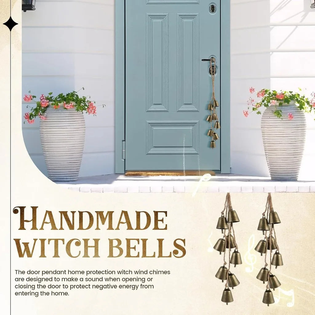 Bronze Door Chime Bohemian Metal Bells Chime Hanging Decoration Lightweight Jute Rope Decor For Indoor Wall Patio Office Space Oasis Select