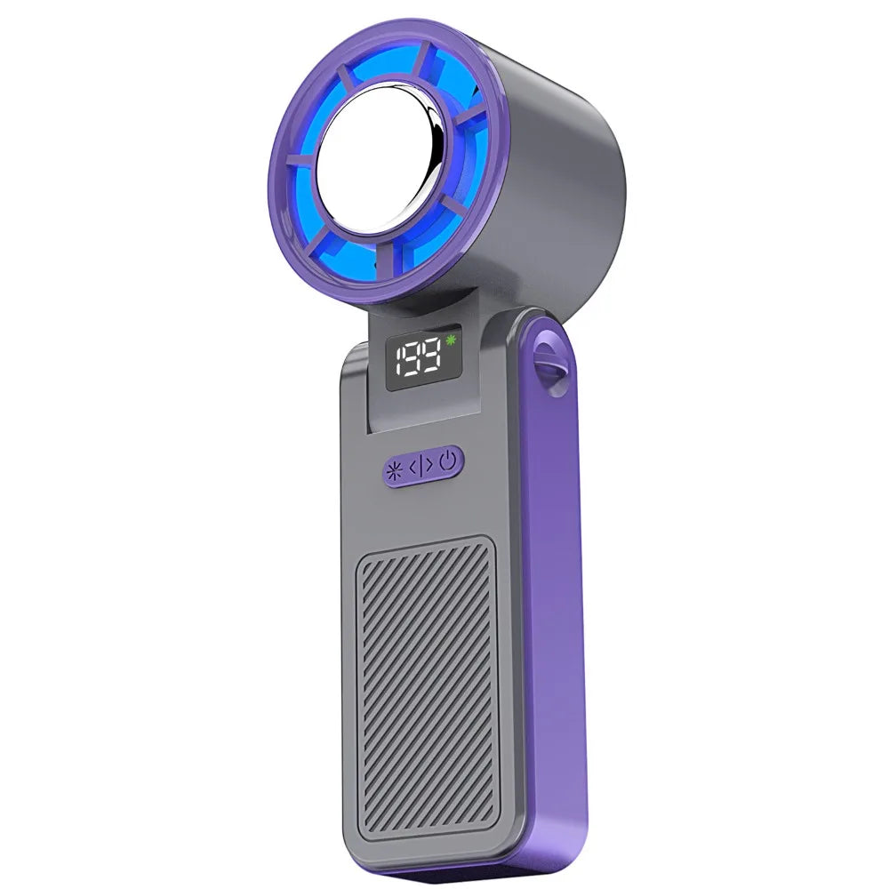 Ice Compress Cool Refrigeration Electric Fan Foldable 199 Gears Personal Cooling Fan Powerful Airflow 199Gears Adjustable Oasis Select Grey Purple