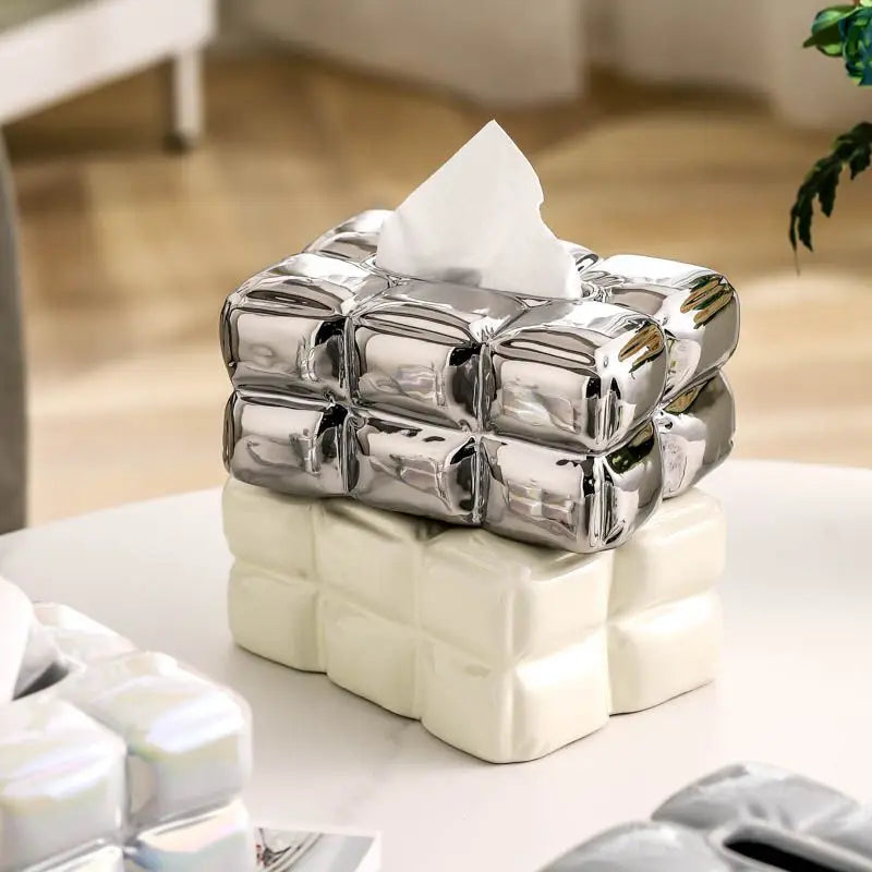 Luxury Chocolate Tissue Box Cover Ceramics Tissue Box High-grade Home Creative Napkins Tissue Holder Livingroom Table Decoration Oasis Select