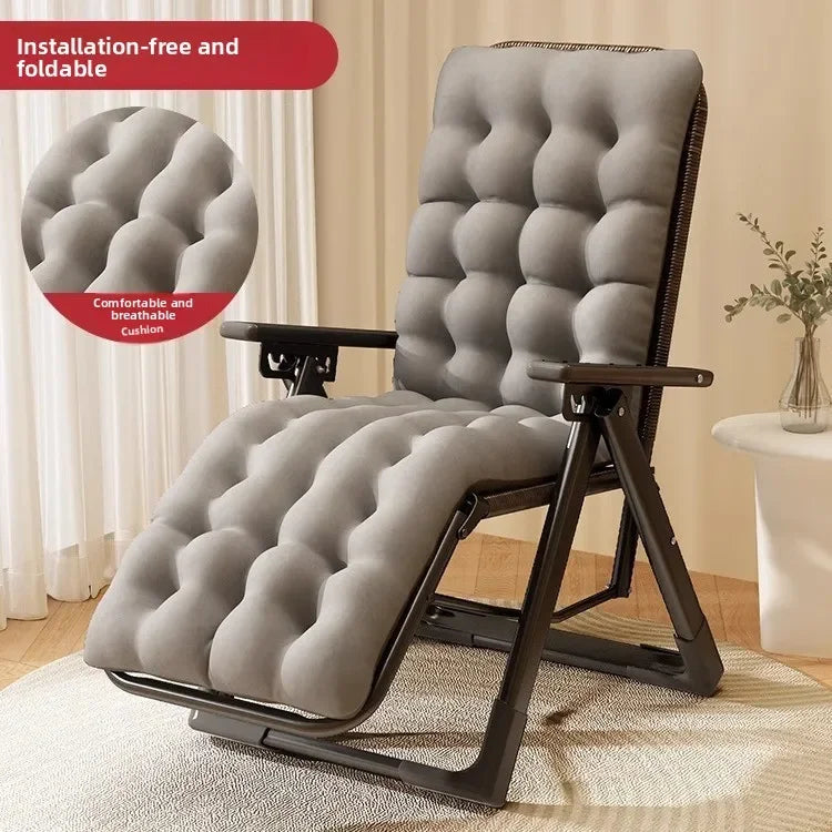 Rattan chair rattan woven folding lunch break recliner home leisure backrest elderly lazy chair durable nap bed folding chair Oasis Select Square tube-D