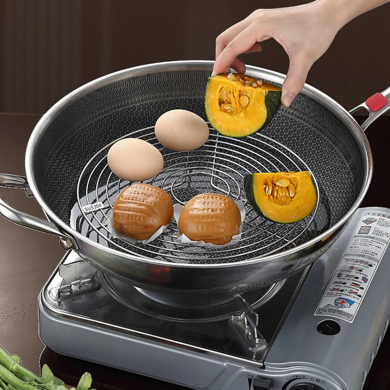 304 Stainless Steel Round Steamer Rack Kitchen Multifunction Pot Steaming Tray Dumplings Eggs Grill Stand Pressure Cooker Trivet Oasis Select