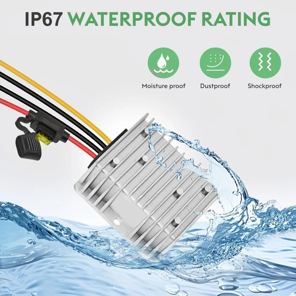 20A 240W Golf Cart DC 18V 20V 24V 36V 48V Step Down to DC 12V Converter Voltage Regulator Reducer Power Buck Converter with Fuse Oasis Select