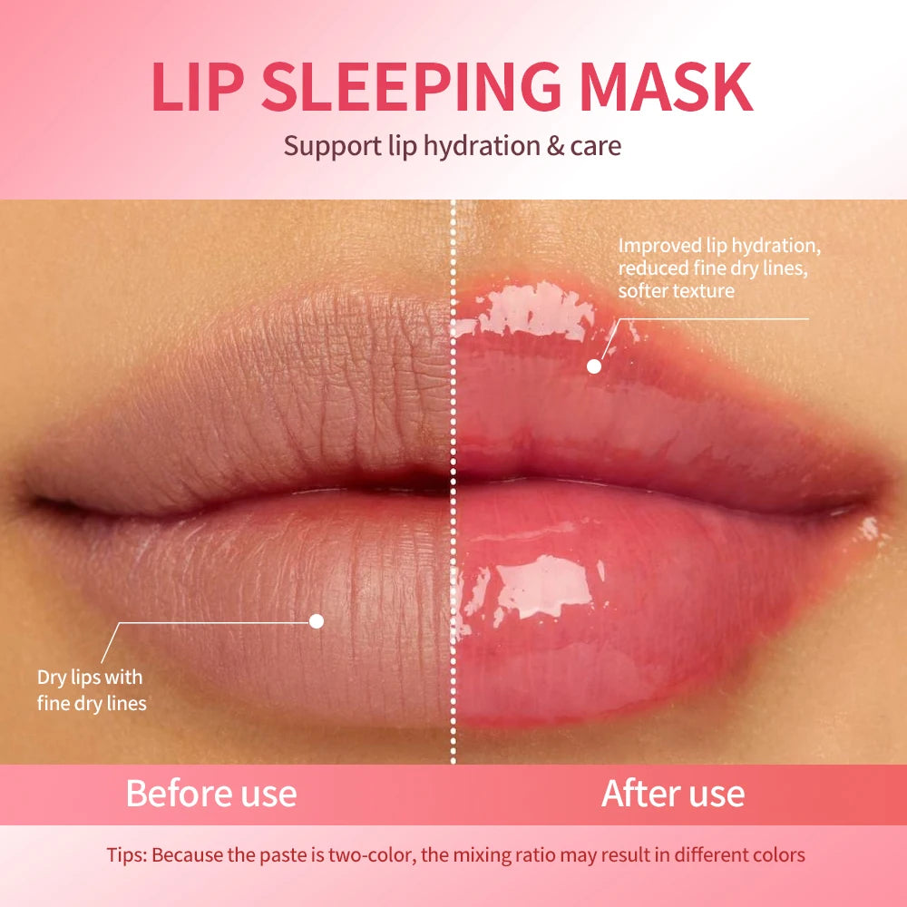 Nourishing Lip Mask Hydrating Dry Cracked Lips Skin Care Makeup Overnight Dual-Color Lip Balm for Reduce Lip Lines Cosmetics Oasis Select