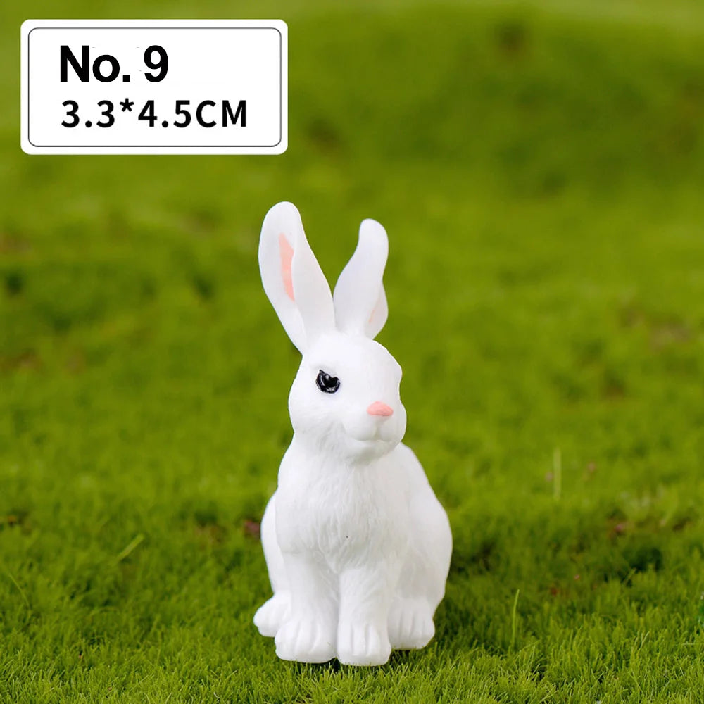 Fairy Garden Micro Landscape Resin Bunny Statue Miniature Rabbit Figurine Dollhouse Ornament White Hare Mini Animal Oasis Select No. 9