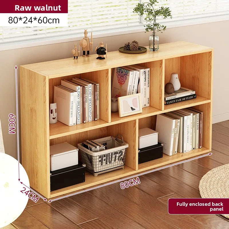 Bookshelf Bookcase Floor Shelf Home Living Room Study Combination Locker Bedroom Low Cabinet Oasis Select Log color 80-24-60