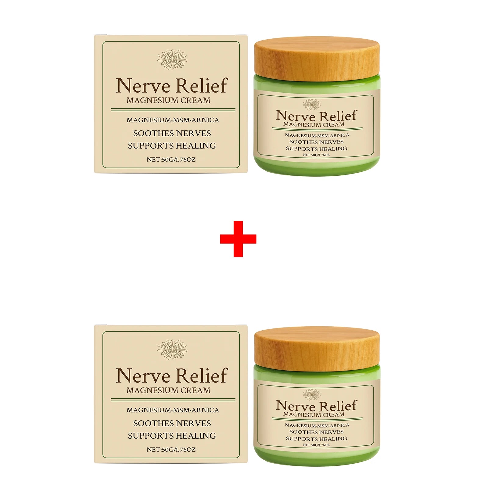 Nerve Relief Magnesium Cream Relieve Muscle Pain Moisturizing Body Massage Cream Relax Muscles Soothing Nourishing Skin Care 50g Oasis Select 2pcs