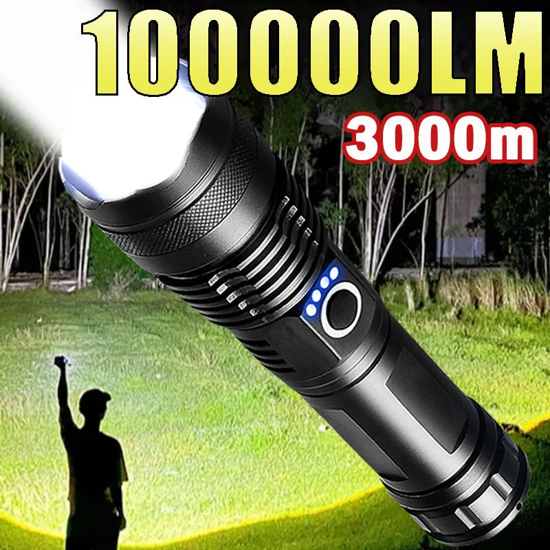Mikenoon 30W Zoomable LED Flashlight – Rechargeable, 5 Modes