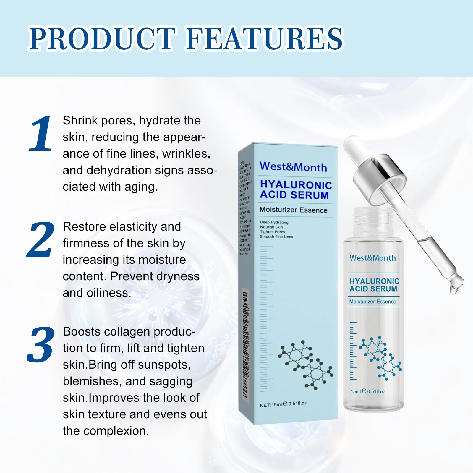 Hyaluronic Acid Facial Serum – Anti-Aging, Pore & Wrinkle Care Facial Serum Oasis Select