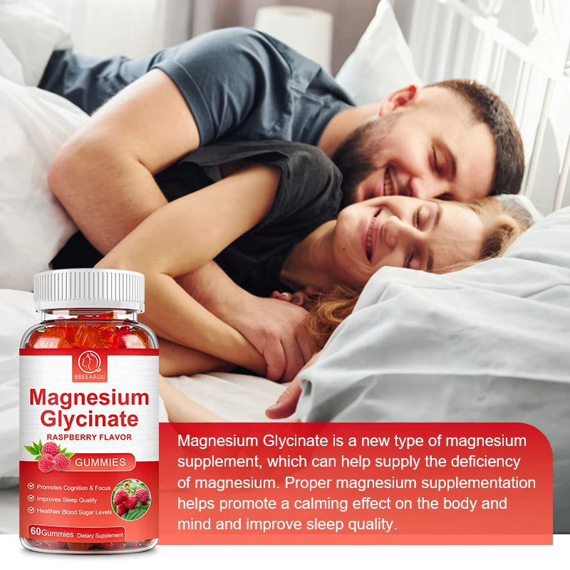 BBEEAAUU Glycinate Magnesium Gummies Support Sleep Health Calm Relieves Stress Support Memory Concentration and Muscle Spasms Oasis Select