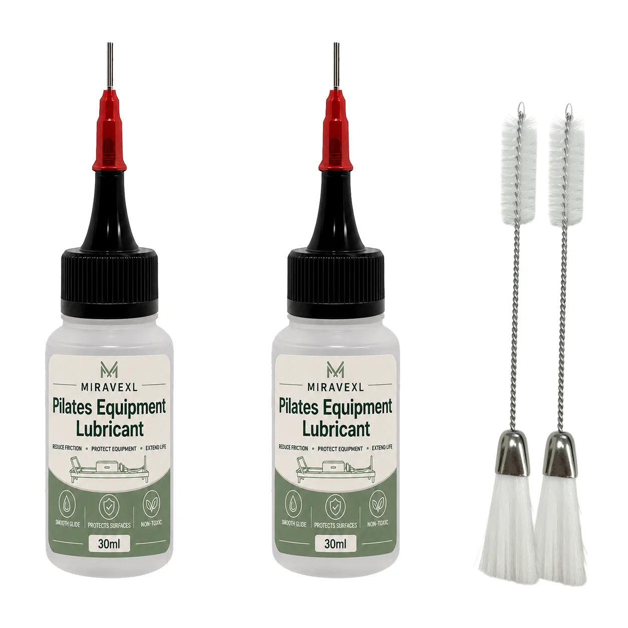 Pilates Equipment Lubricant with Precision Brush, 30 ml Non-Toxic Reformer Rail Oil for SmoothGlide and Friction Reduction Care Oasis Select 2PCS