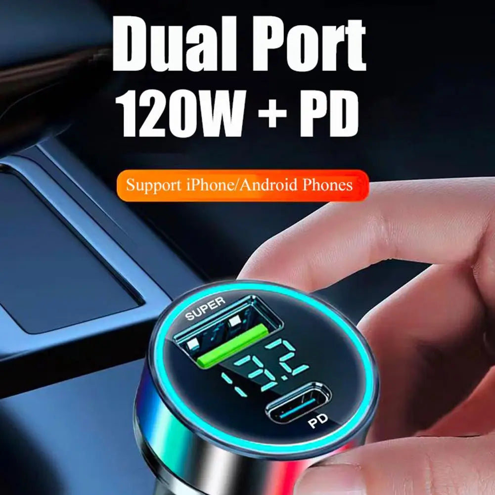120W PD 20W USB-C Car Charger Fast Charging Dual Port Adapter Car Charger Adapter Oasis Select