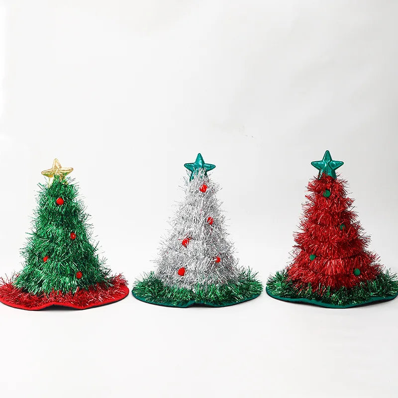 2025 Ins Christmas Tree Hat Creative Xmas Headwear for Girls Tinsel Christmas Headband Party Costume New Year Decor Supplies Oasis Select