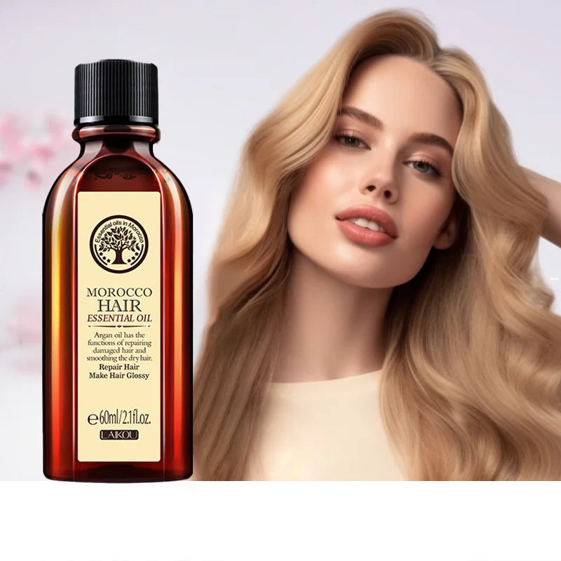 Laikou Argan Hair Oil Essential Oil Natural Anti-hair Loss Prevent Hair Dry Soft Nourishing Frizz Damaged Repair Care 60ml Oasis Select