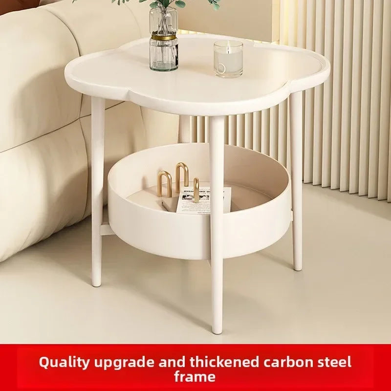 Multi-functional Side few Double sofa side cabinet Table mobile shelf Small coffee table sturdy and durable Oasis Select Milky white-sj-2 1