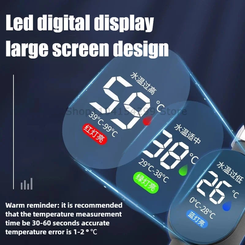 Black Bathroom Led Display 0℃~99℃ Home Water Shower Thermometer Water Accurate Temperature Measurement Meter Bathroom Oasis Select