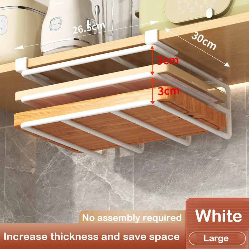 Under Cabinet Basket Shelf & Cutting Board Rack Organizer
