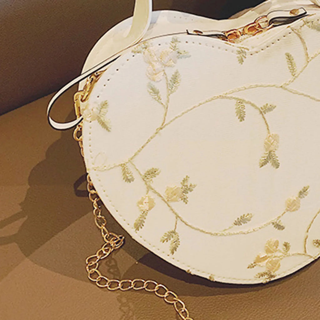 Women Sweet Crossbody Bag PU Leather Handbags with Lace & Flower Pattern for Commuting Business Travel Oasis Select