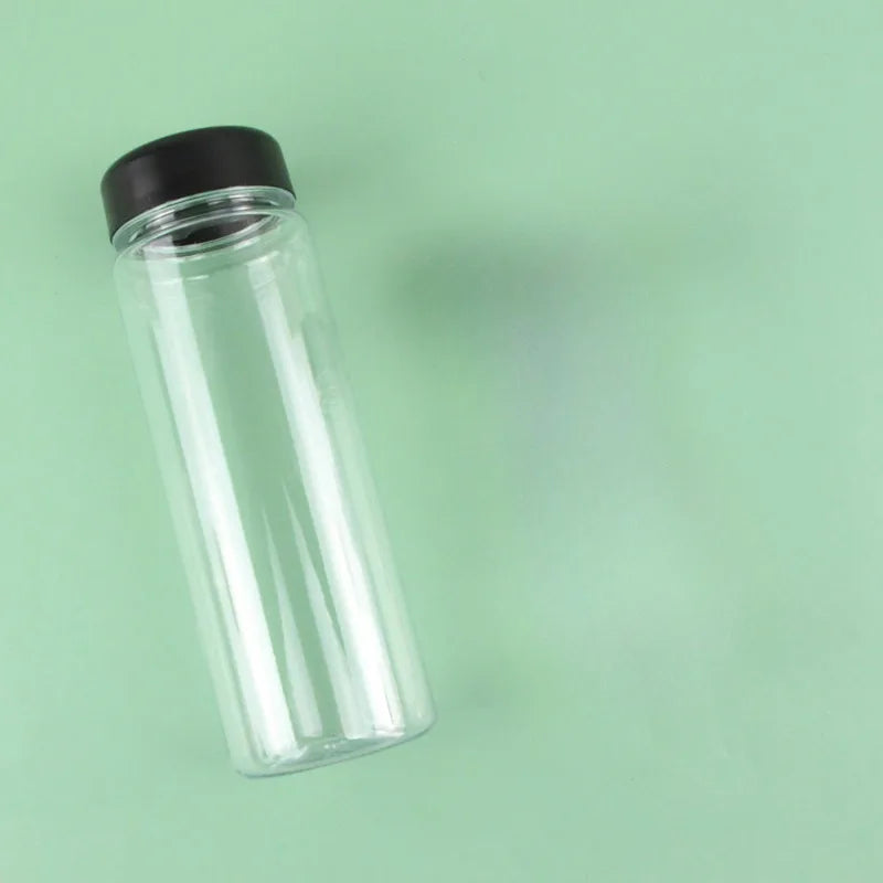 500ML Transparent Water Bottle, Portable Water Cup with Strap for Outdoor Sports Fitness, Travel Fashion Bottle Water Bottle Oasis Select black