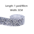 1 Yard Self-Adhesive Gold Crystal Rhinestone Tape Trim Applicator DIY Shoes Dresses Decoration Rhinestones Ribbon Roll Crafts Oasis Select 3cm Silver