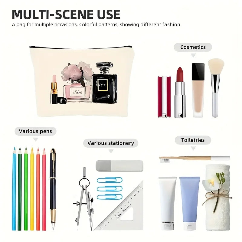 Foldable &Lightweight Makeup Bag for Women,Large Capacity Cosmetic Organizer with Zipper,Floral Design Toiletry Bag, Travel Gift Oasis Select