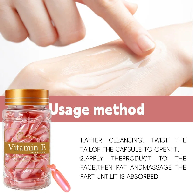 Vitamin E Facial Essence Capsules – 80pc Hydrating Face Oil Face Essence Capsules Oasis Select