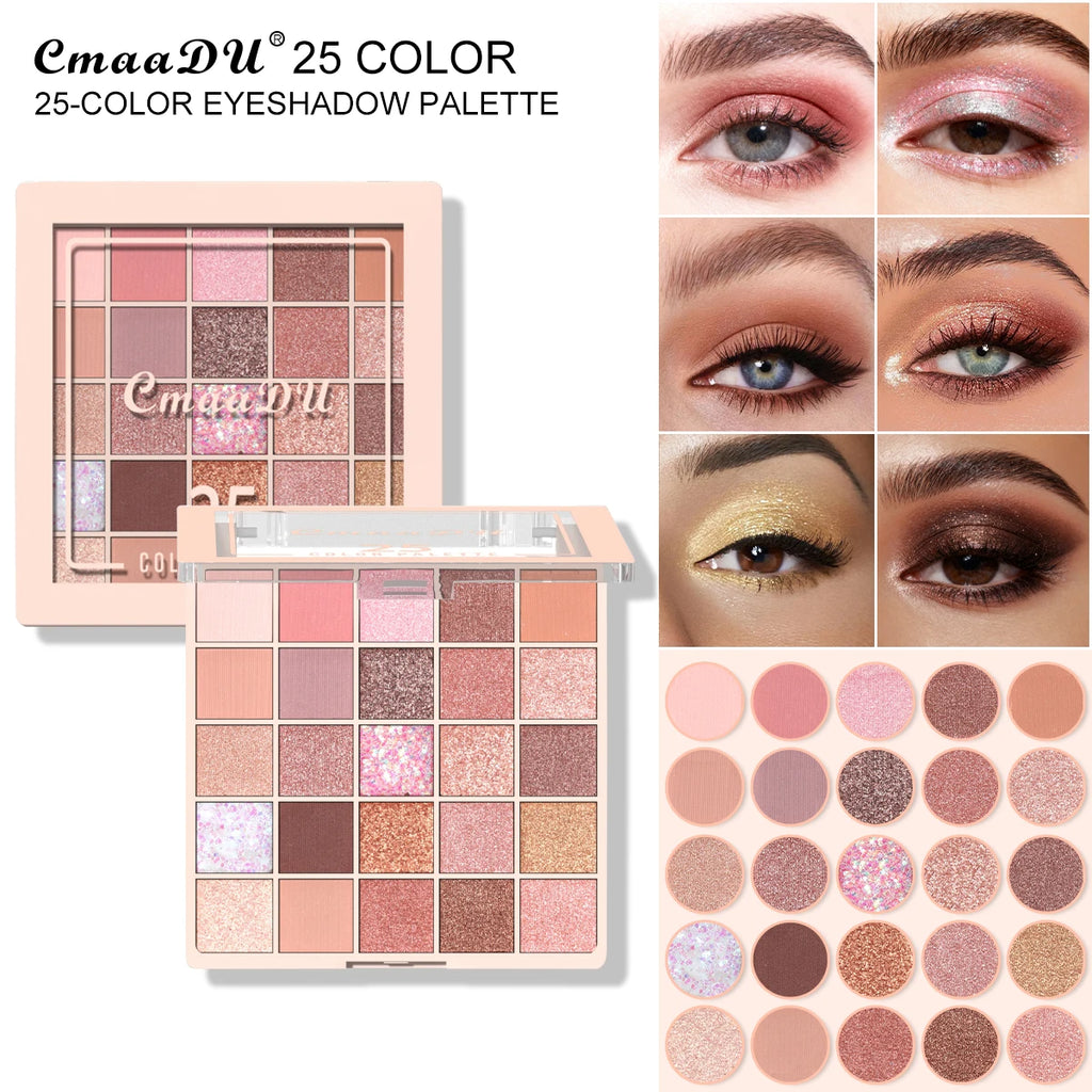 25-Color Eyeshadow Palette | Nude Matte Glitter Earthy Tone Highly Pigmented Waterproof Brown Shimmer | Y2K Valentine's Day Gift Oasis Select
