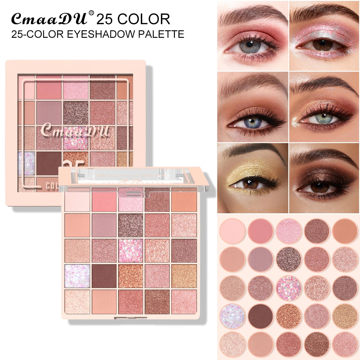 25-Color Eyeshadow Palette | Nude Matte Glitter Earthy Tone Highly Pigmented Waterproof Brown Shimmer | Y2K Valentine's Day Gift Oasis Select