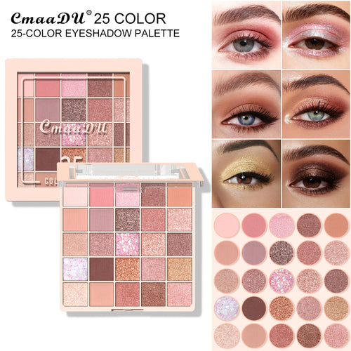25-Color Eyeshadow Palette | Nude Matte Glitter Earthy Tone Highly Pigmented Waterproof Brown Shimmer | Y2K Valentine's Day Gift Oasis Select