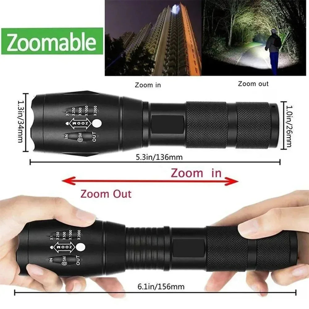 ZHIYU 1200 Lumen Zoomable LED Flashlight – 5 Modes, Waterproof
