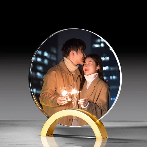Round crystal photo set table custom wedding dress children baby growth record diy metal photo frame Oasis Select B