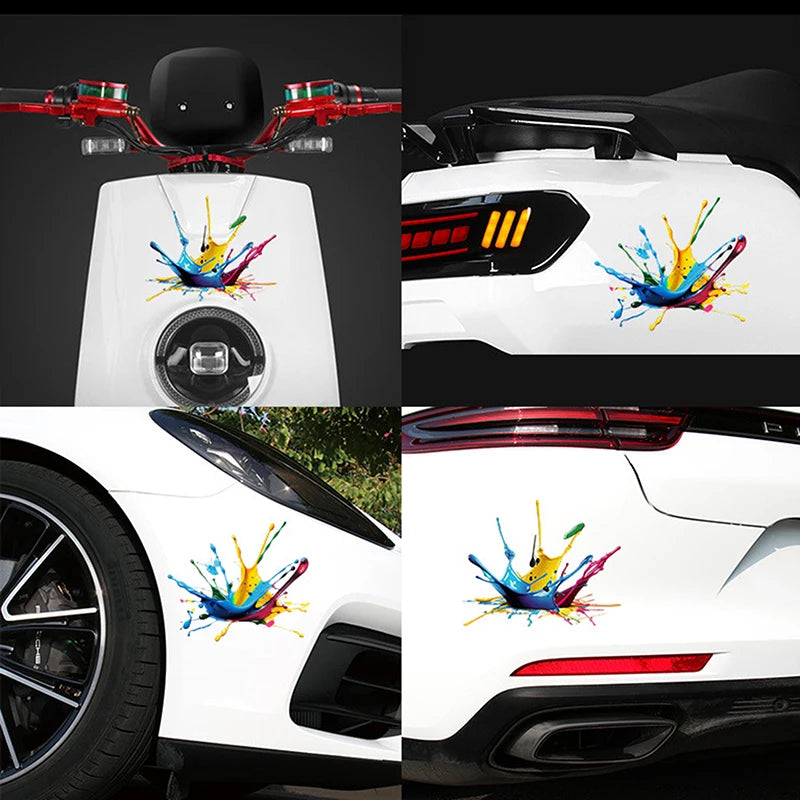 Car Interior Stickers With Dopamine Coloured Fluid Paint Vinyl For Reflective Car Fuel Tank Window Decal Stickers Oasis Select