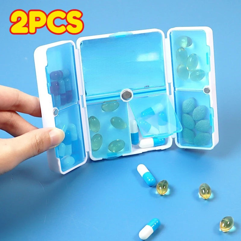2pcsWeekly Pill Box 7 Grids Medicine Organizer Tablet Storage Box Travel Pill Case Drug Dispenser Container Health Care Portable Oasis Select