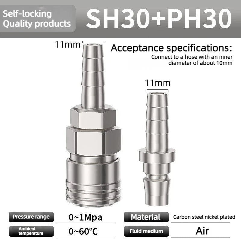 Pneumatic Fitting C Type Self-locking Quick Coupling Connector Coupler SP PP SM PM SH PH SF PF 10 20 30 40 For Air Compressor Oasis Select SH30 and PH30 Self locking