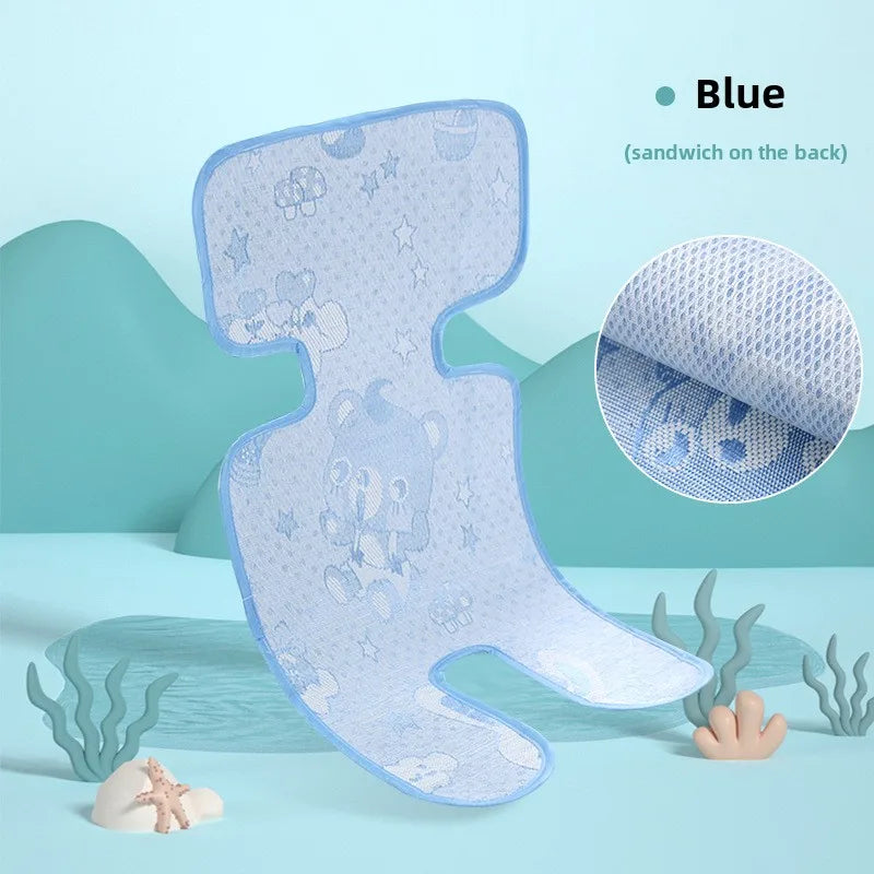 1PC Baby Stroller Cooling Mat Ice Silk Reclining Mat Cushion Baby Dining Chair Cooling Mat Summer Safety Seat Sleeping Mat Oasis Select Blue