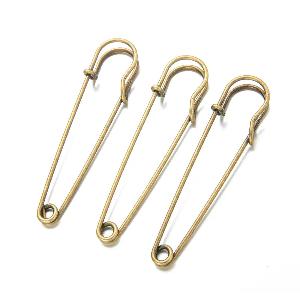 20pcs 38/45/75/80/100mm Large Safety Pins Brooch Base Hook for For DIY Lock Jewelry Craft Making Accessories Supplies Materials Oasis Select Antique Bronze 45mm