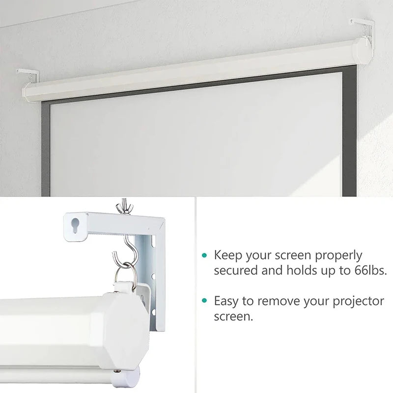 Universal Adjustable Projector Screen Mounting Hook Projection Screen Wall Hanging L-Bracket Movie Screen Curtain Mount Hook Kit Oasis Select