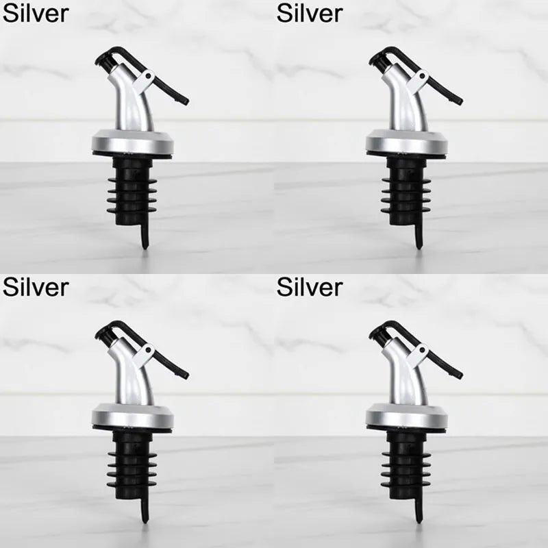 1/2/3/4pcs Oil Vinegar Bottle Stopper Leak-Proof Oil And Vinegar Dispenser Pour Spouts Multifunctional Suitable For Most Bottles Oasis Select 4pcs Silver