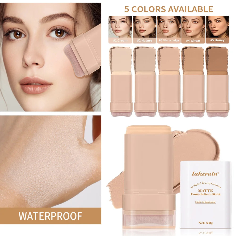 Skin Tint Foundation Stick with Brush Multi Use Matte Waterproof Long Lasting Oil Control Thin Coverage for Blemishes Concealer Oasis Select