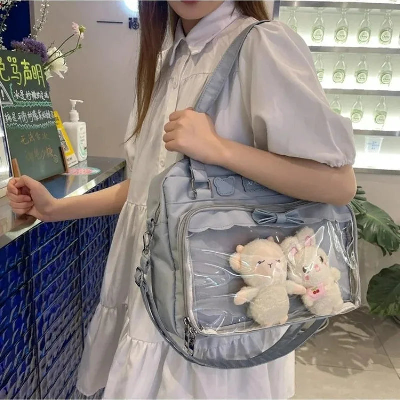 Japanese Style Cute Itabag Crossbody Shoulder Bag Ulzzang Sweet Fashion Bag for Girls DIY Badge & Plush Doll Display Ita Bag Oasis Select