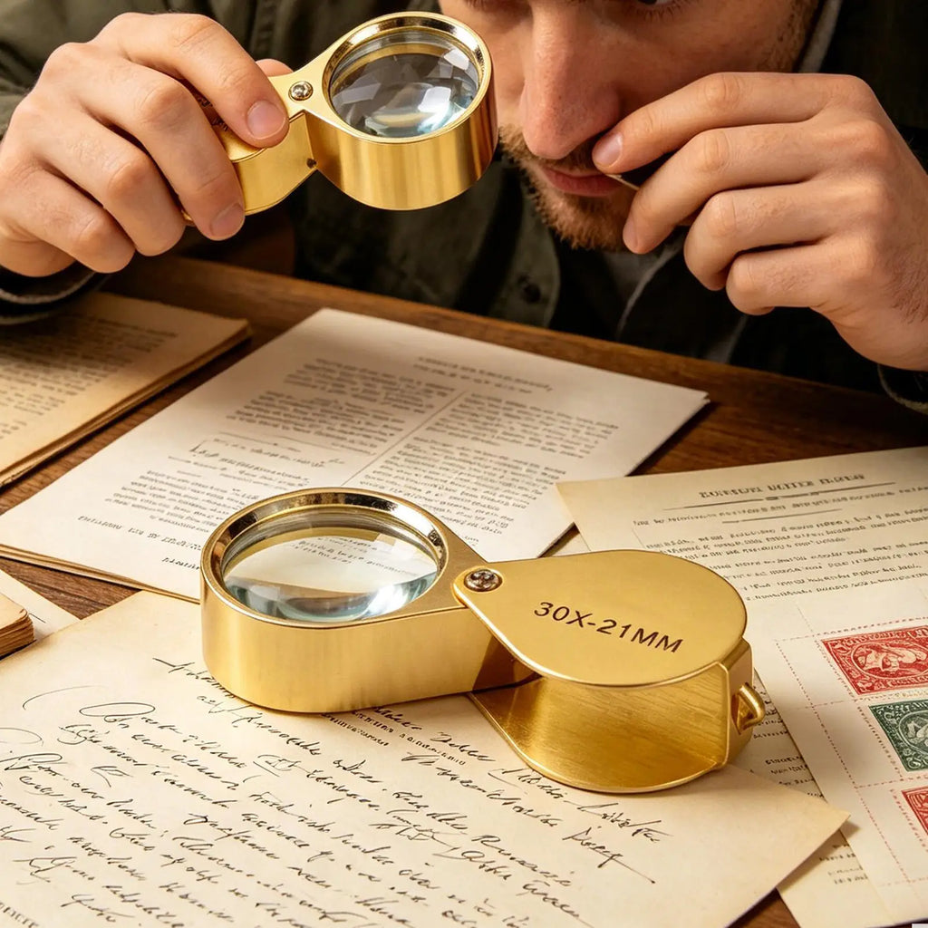 Magnifying Glass 30X Pocket Loupe Magnifier Jewelry Magnifying Glass Foldable Diamond Triplet Eye Glass Tool Reading Magnifier Oasis Select