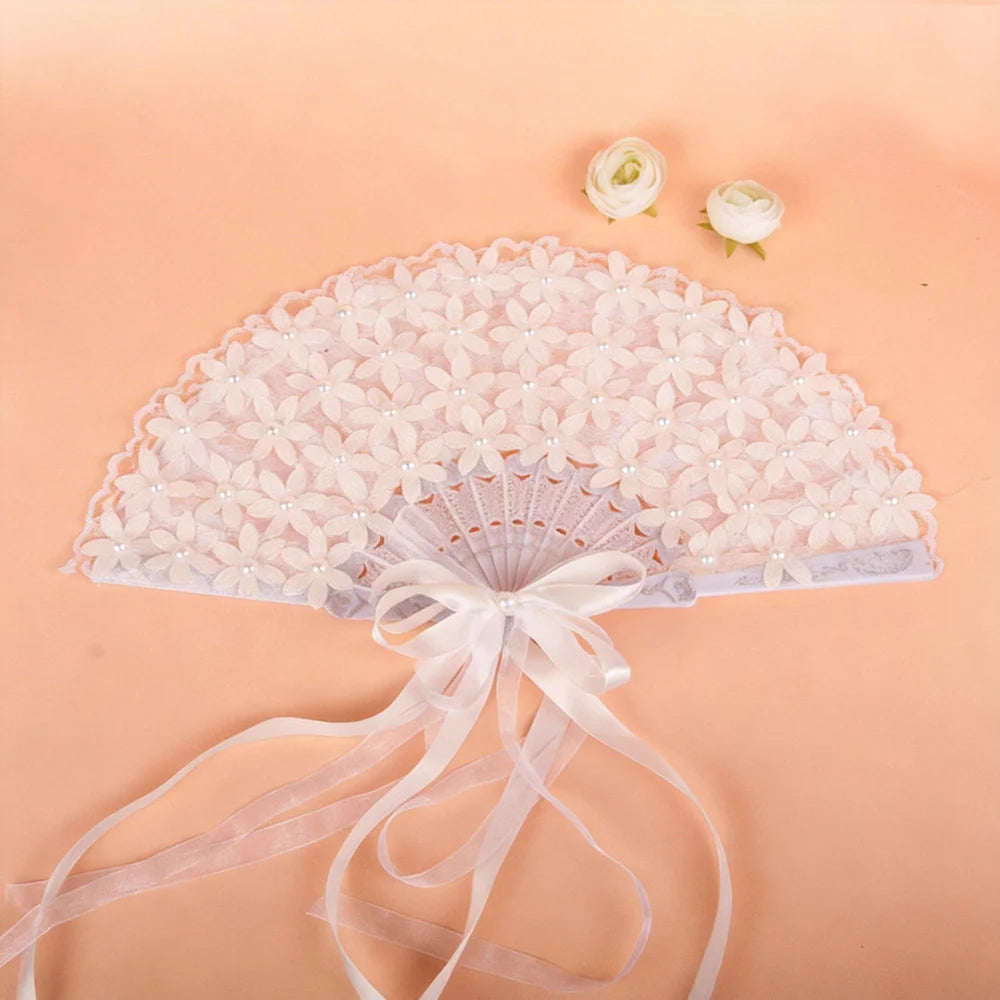 Lace Wedding Fan Bridal Handheld Fan Western Style Creative Decoration Bride Wedding Accessories Home Decor Gift for Wedding Oasis Select B