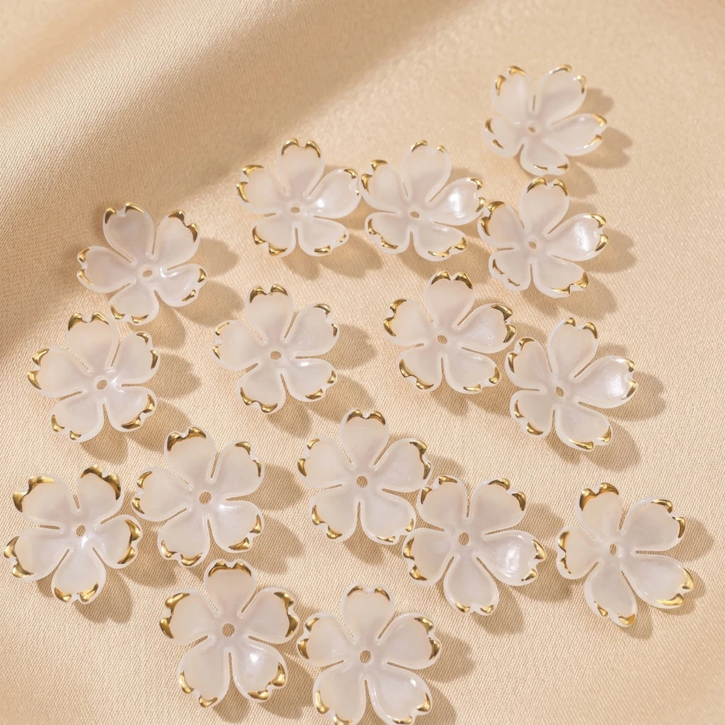 50pcs Colorful Cherry Blossom Beads 5-Petal Acrylic Flower Beads Mini Spacer Beads Hair Charms Christmas for Bracelets Earring Oasis Select 5