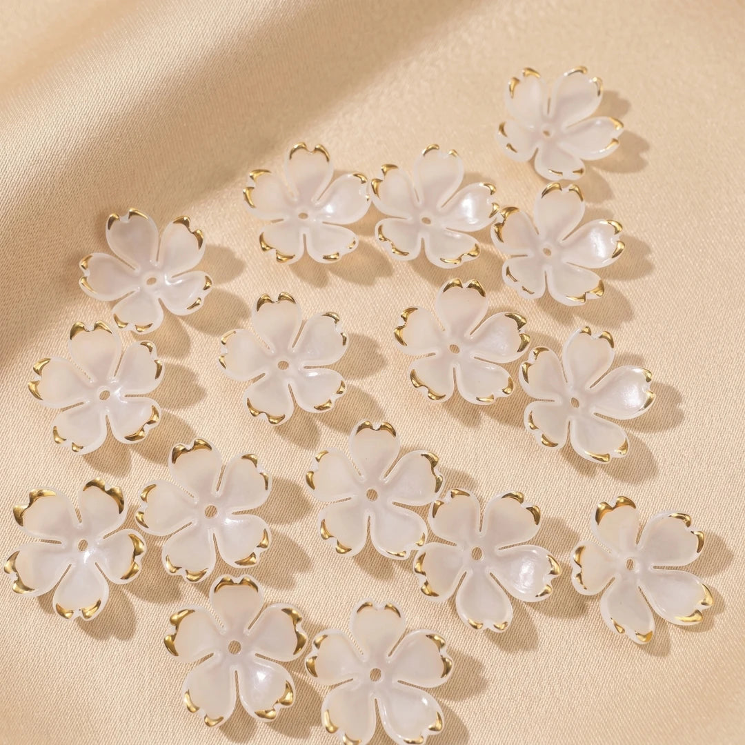 50pcs Colorful Cherry Blossom Beads 5-Petal Acrylic Flower Beads Mini Spacer Beads Hair Charms Christmas for Bracelets Earring Oasis Select 5